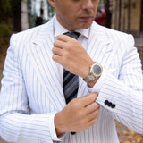 Gray With Black Striped Necktie