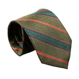 Olive Green Red Striped Necktie