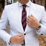 Burgundy with Blue Brown Striped Necktie