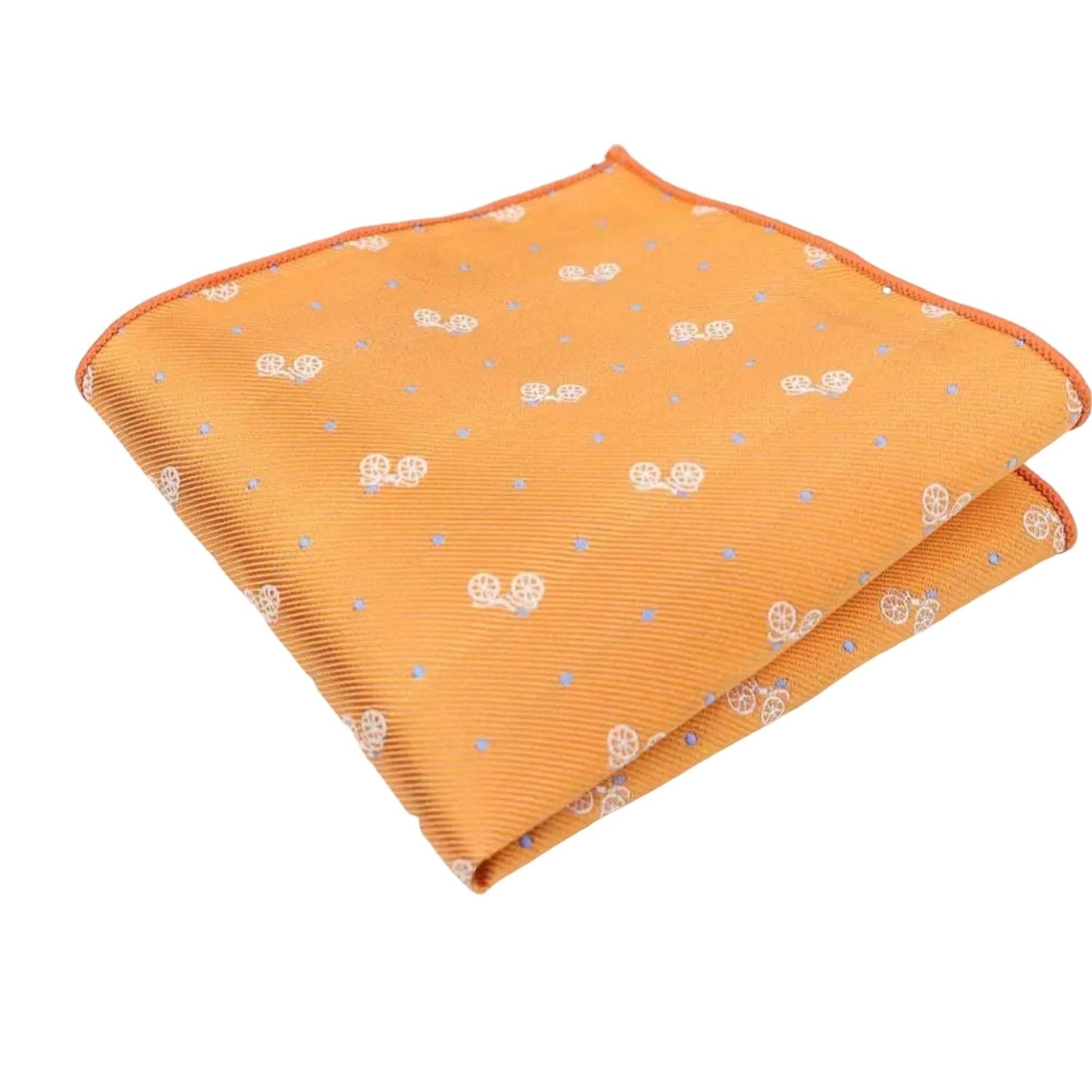 Orange with White Wheel & Blue Dots Pocket Square
