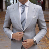 Gray With Black Grid Necktie