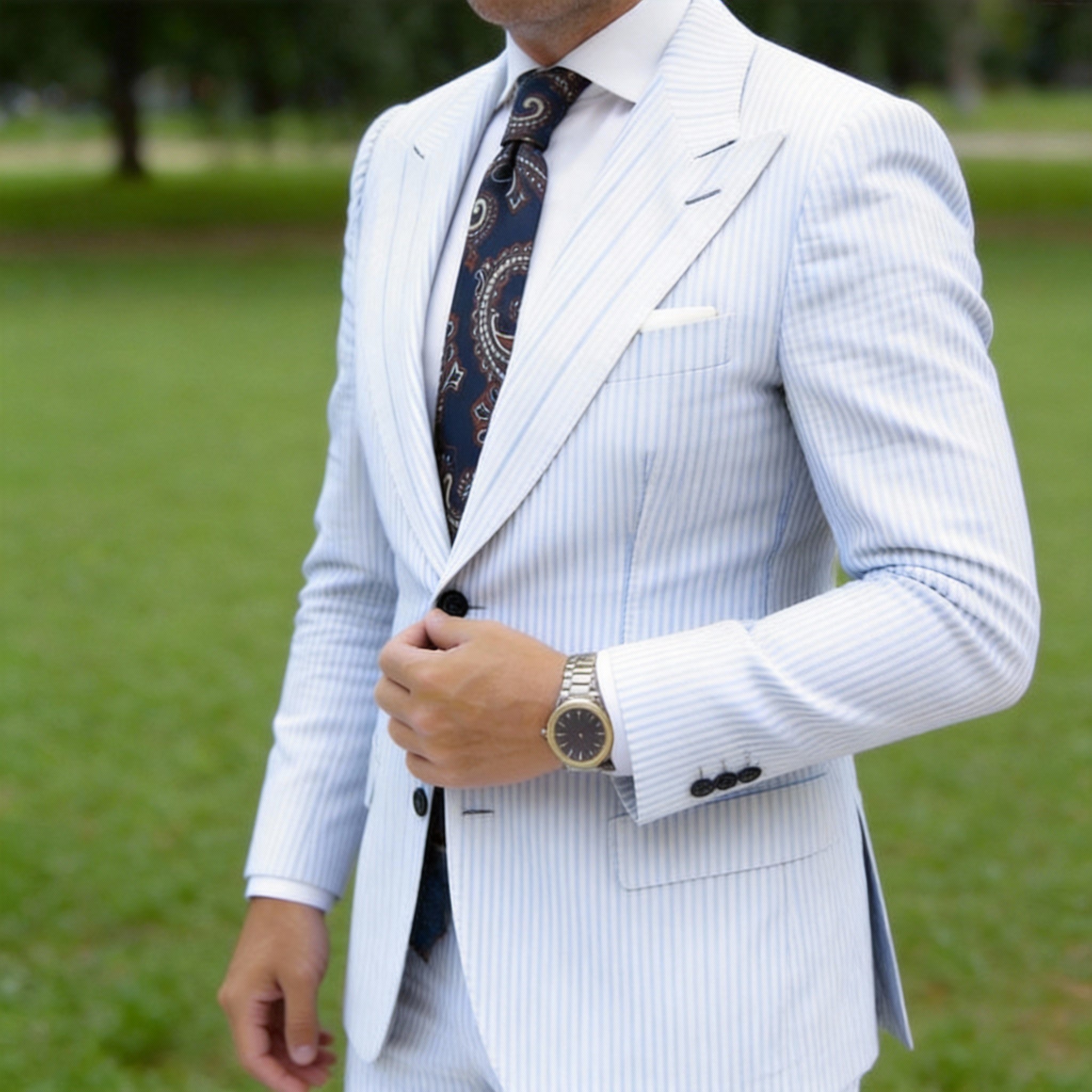 Dark Blue with Brown Paisley Necktie