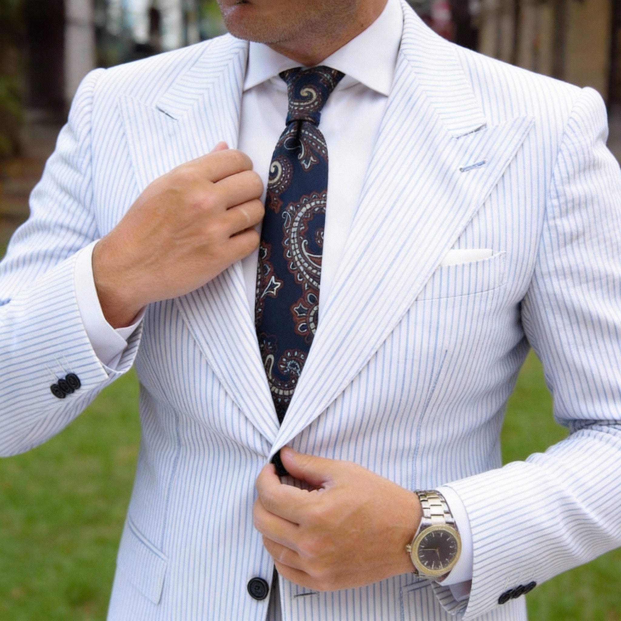 Dark Blue with Brown Paisley Necktie