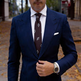 Dark Brown Necktie with White Diamonds