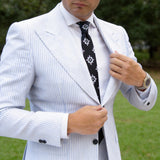 Black With White Purple Geometric Square Necktie