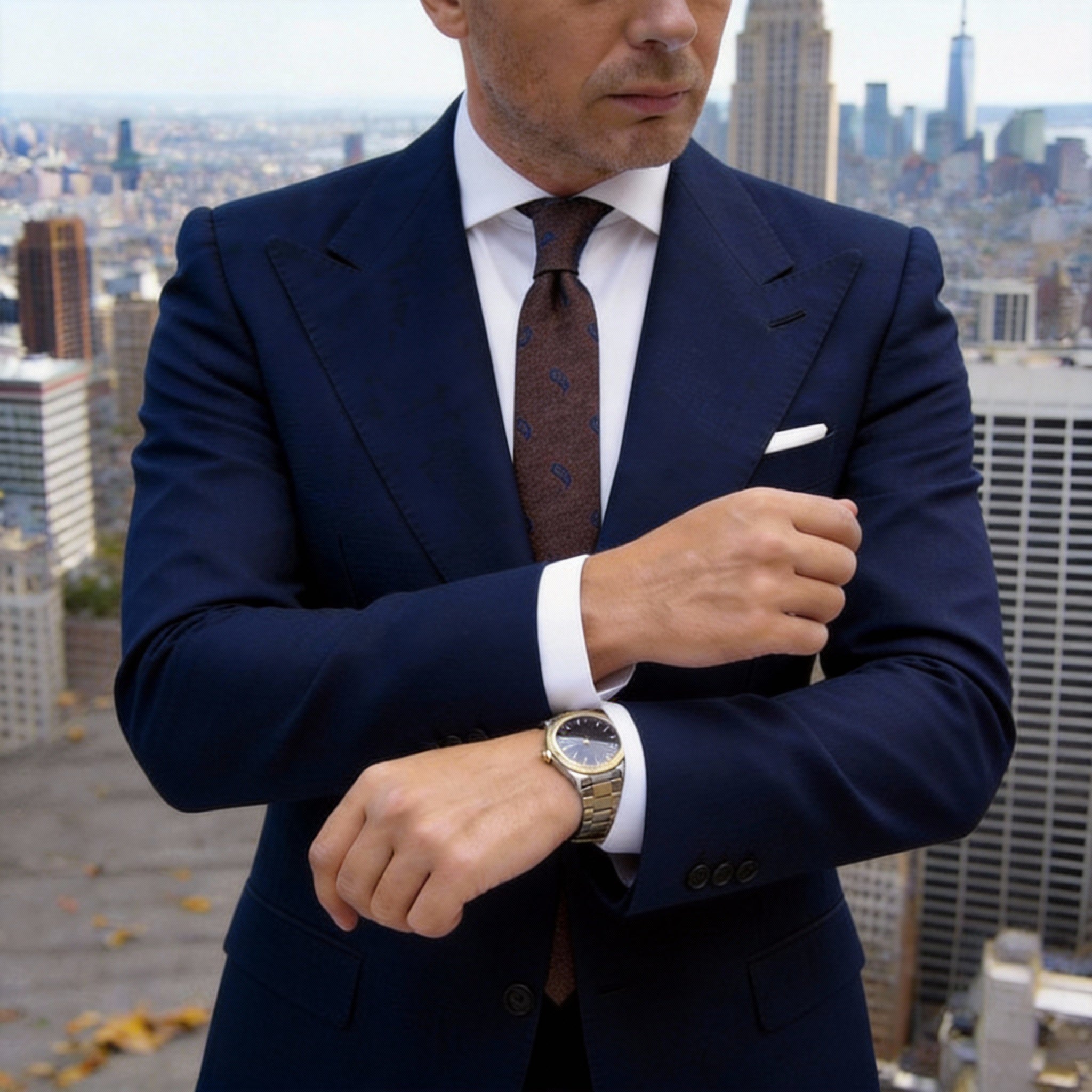 Brown With Blue Paisley Necktie