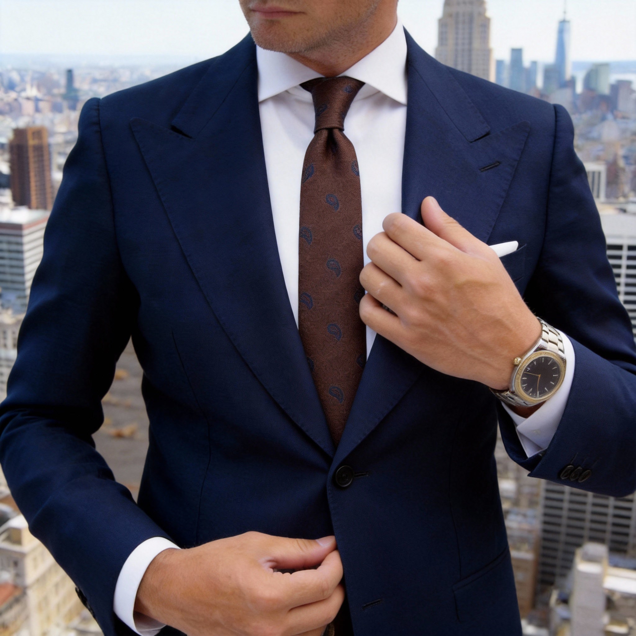 Brown With Blue Paisley Necktie