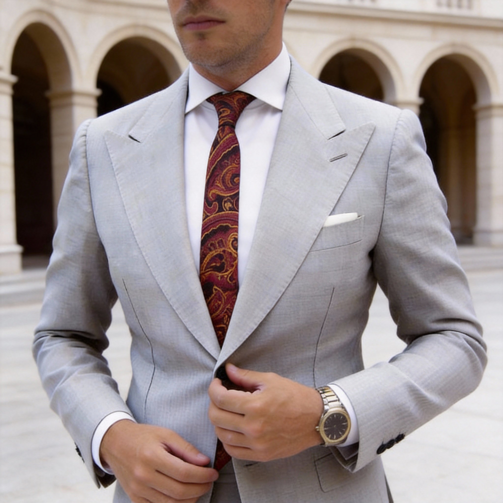 Black With Red Orange Paisley Necktie