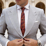 Black With Red Orange Paisley Necktie