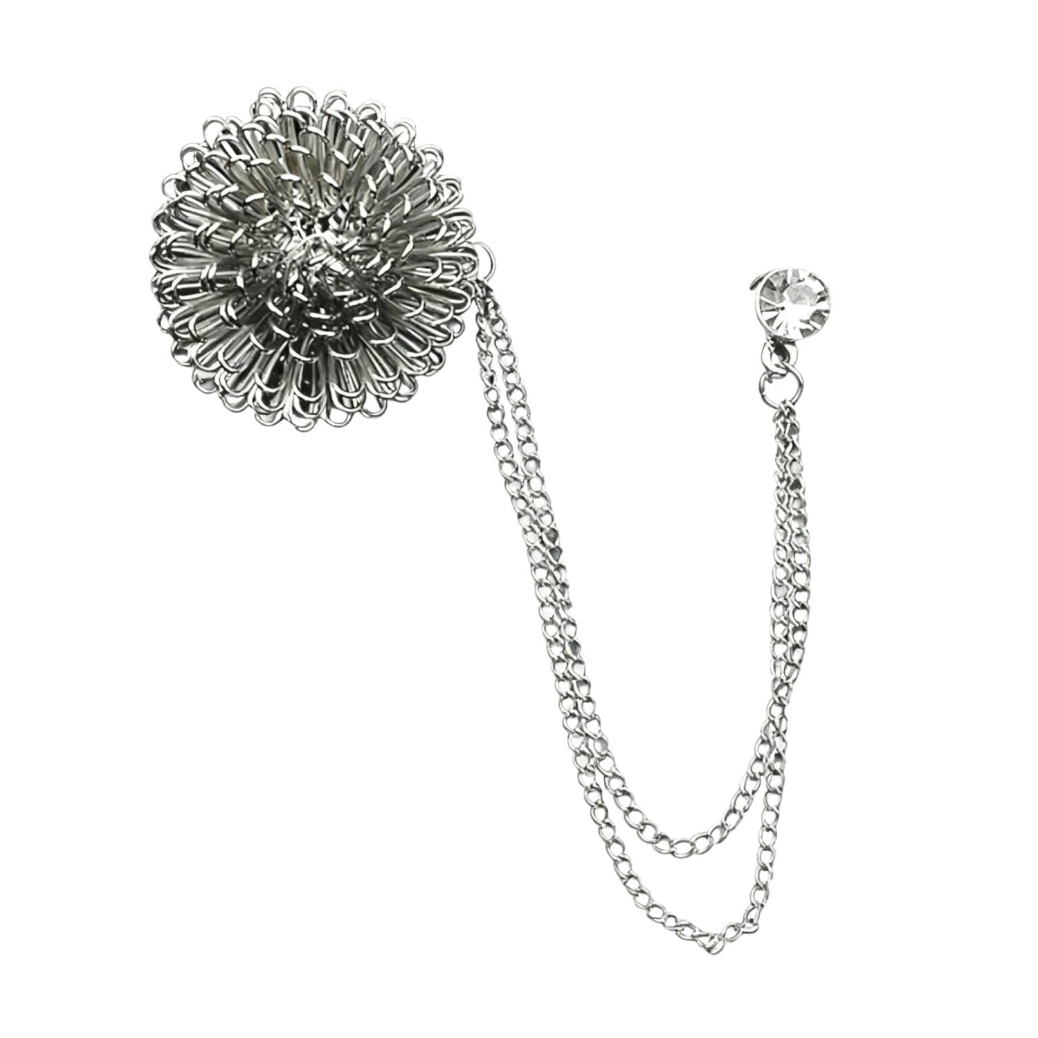 Silver Silver Floral Lapel Pin