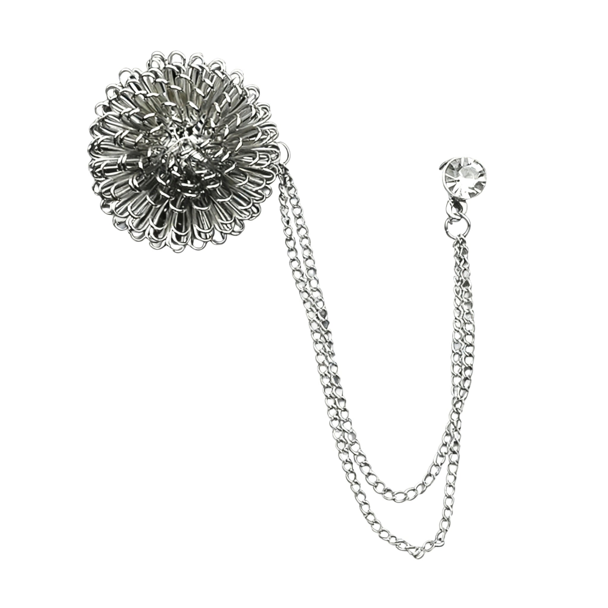 Silver Silver Floral Lapel Pin