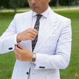 Black Necktie With Gray White Paisley