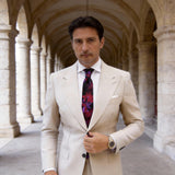 Black With Red And Purple Floral Necktie