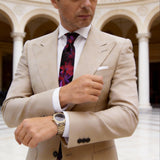 Black With Red And Purple Floral Necktie