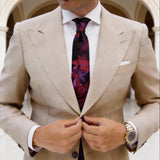 Black With Red And Purple Floral Necktie