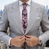 Black With Pink Rose Necktie