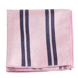 Pink Navy Striped Pocket Square