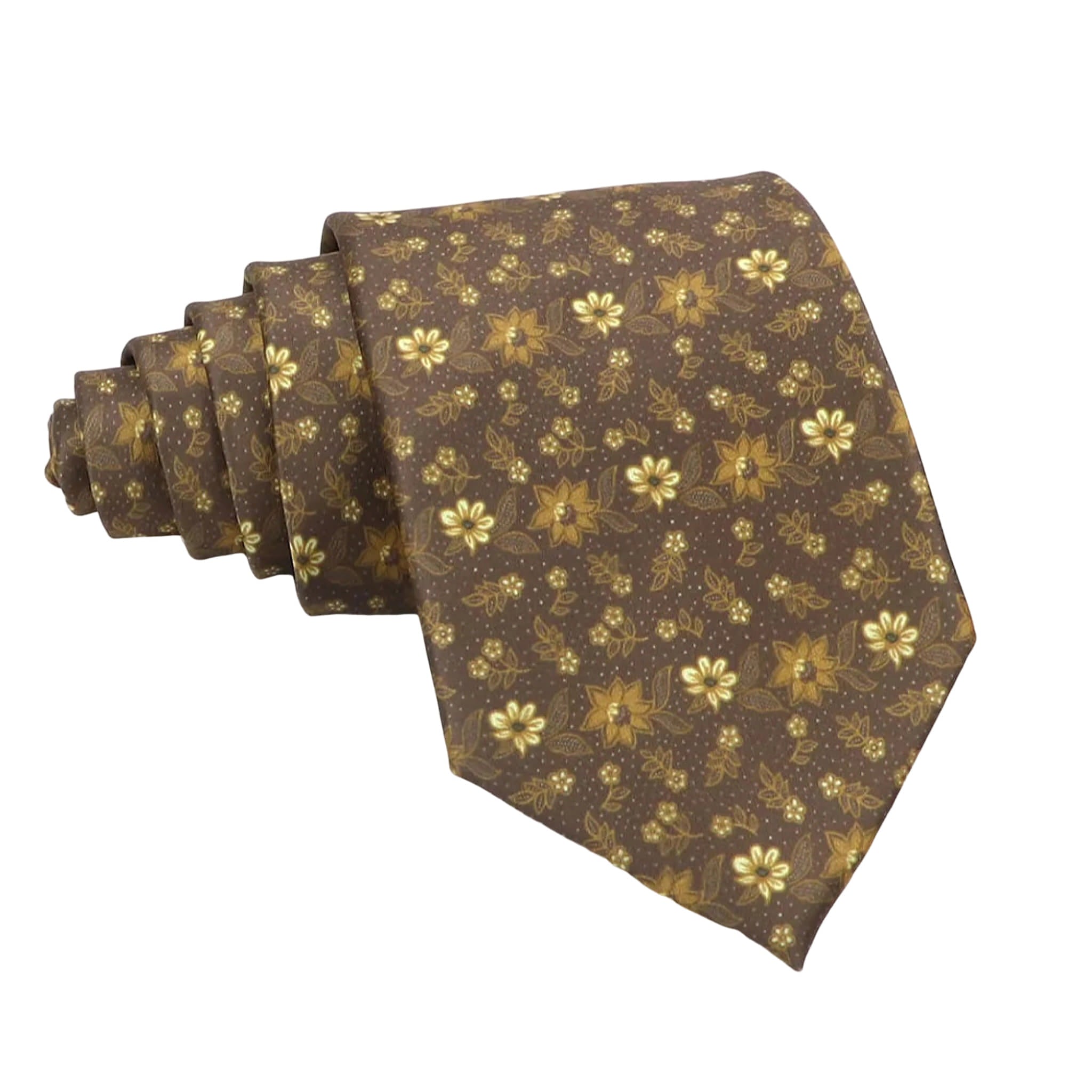 Brown Yellow Polka Dot Necktie