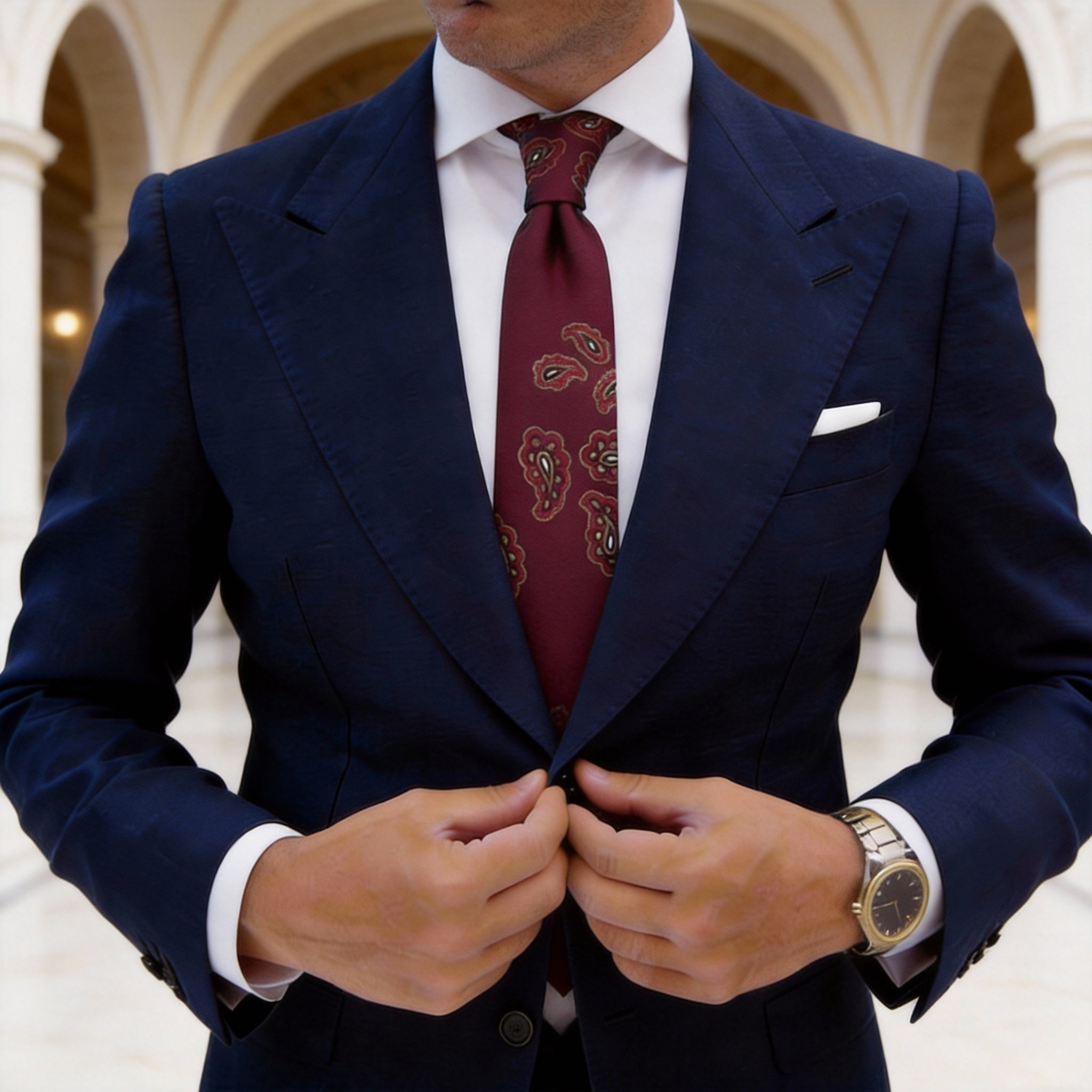 Burgundy With Brown Paisley Necktie