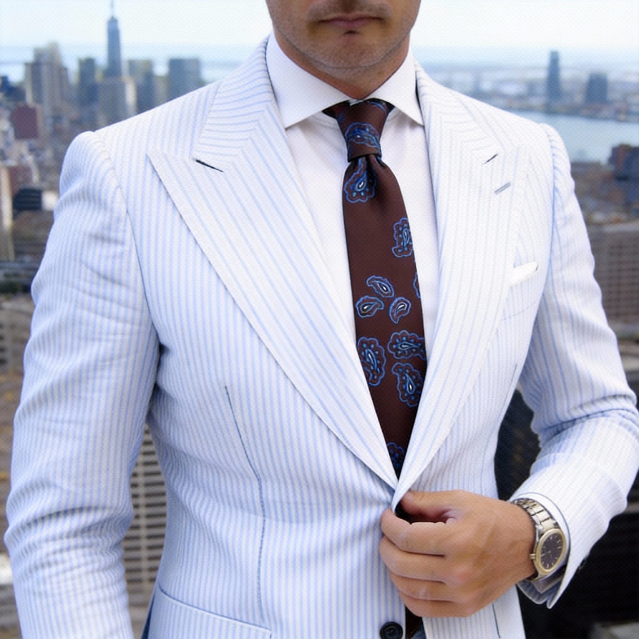 Brown With Blue Paisley Necktie