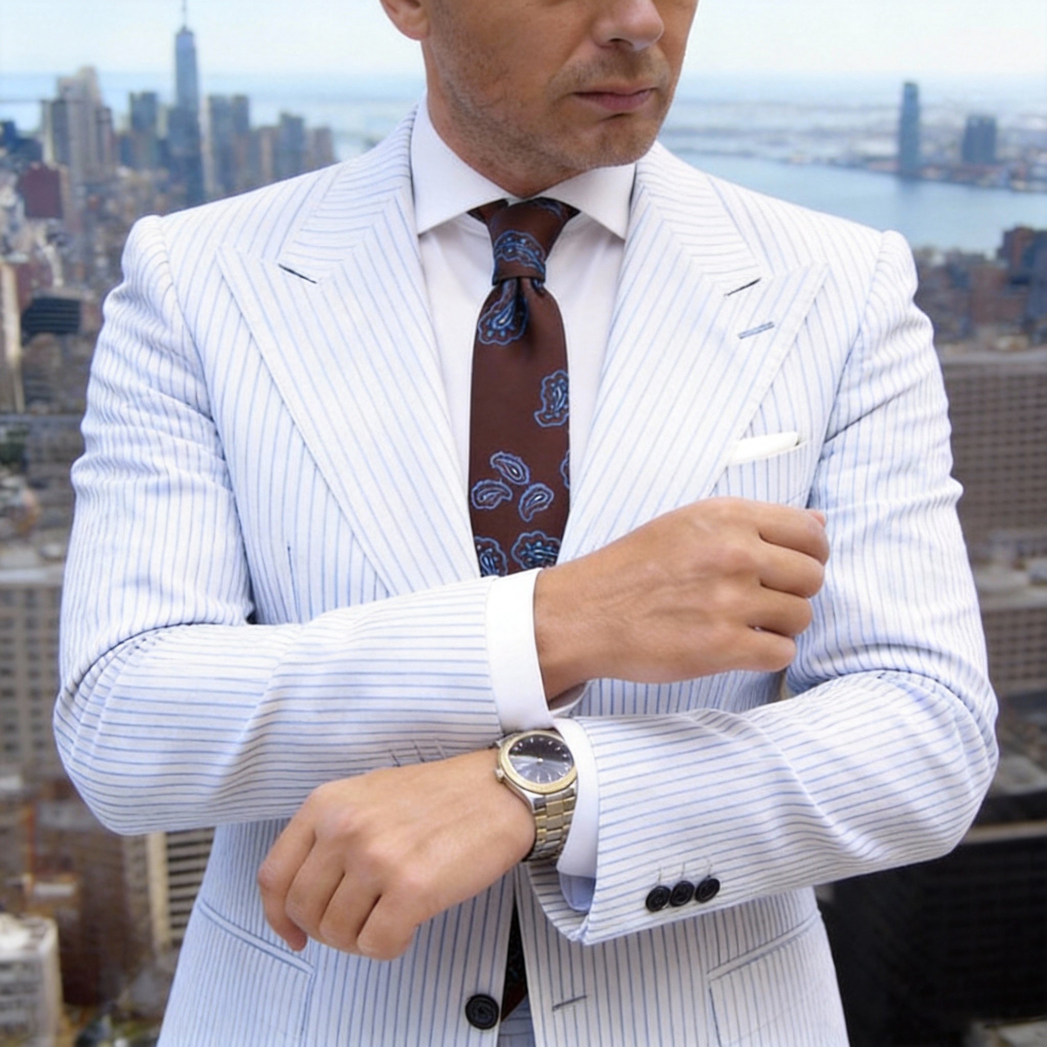 Brown With Blue Paisley Necktie