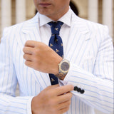 Navy Blue with Golden Bee Necktie