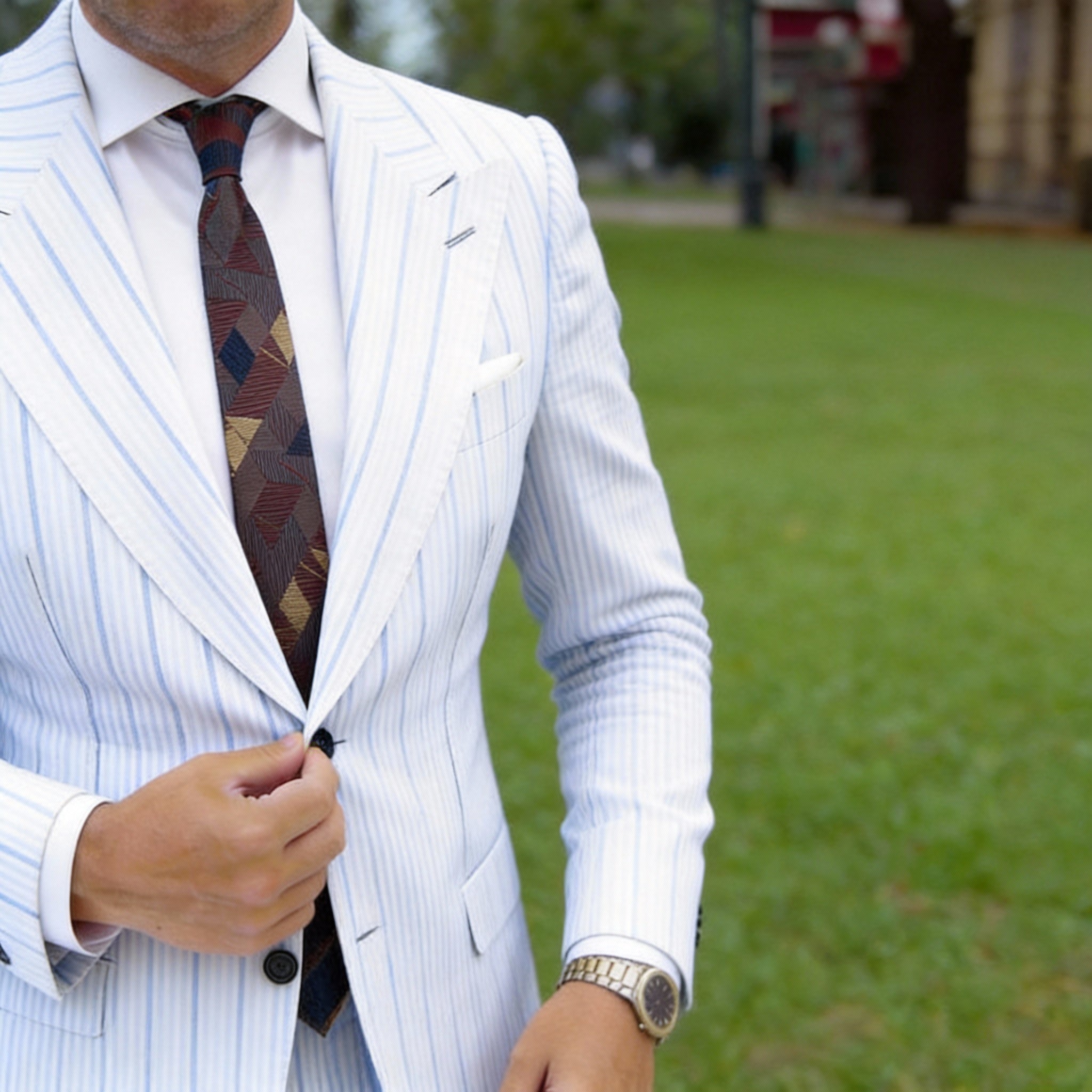 Brown With Gold Geometric Necktie