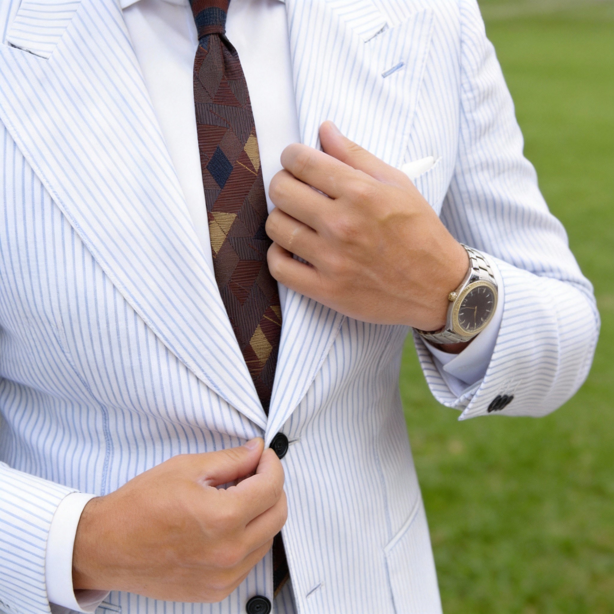 Brown With Gold Geometric Necktie