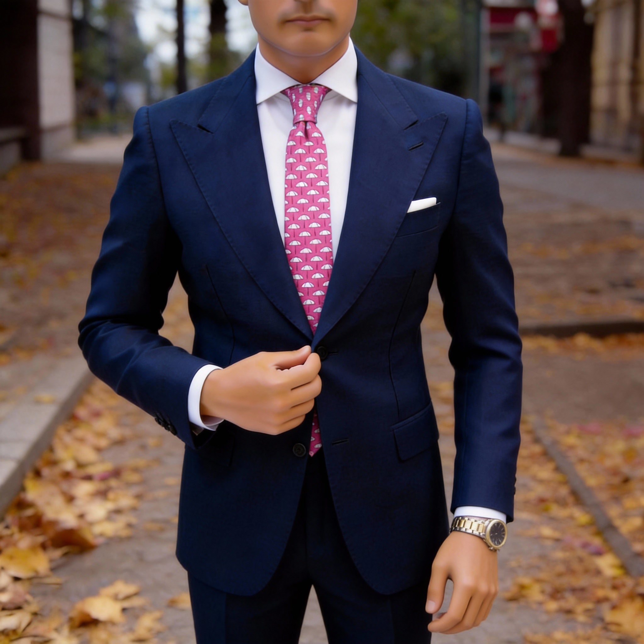 Pink With White Umbrella Necktie