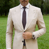 Dark Blue With Orange Pipe Necktie