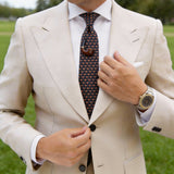 Dark Blue With Orange Pipe Necktie