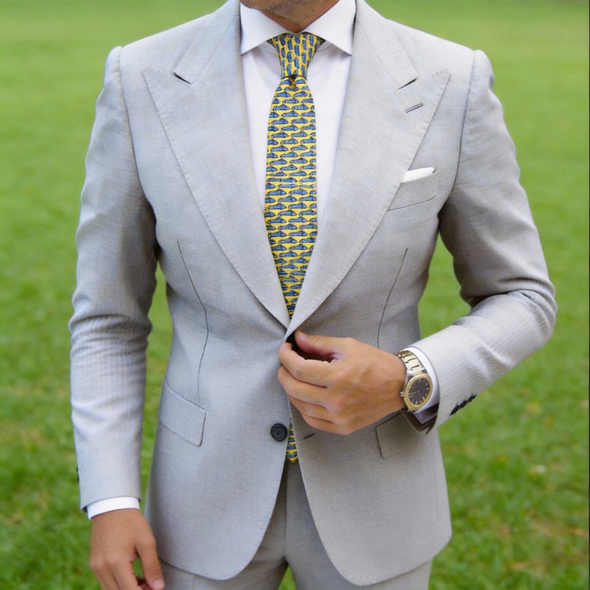 Yellow With Blue Car Necktie