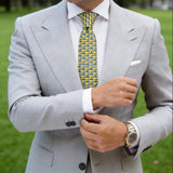 Yellow With Blue Car Necktie