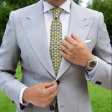 Yellow With Blue Car Necktie