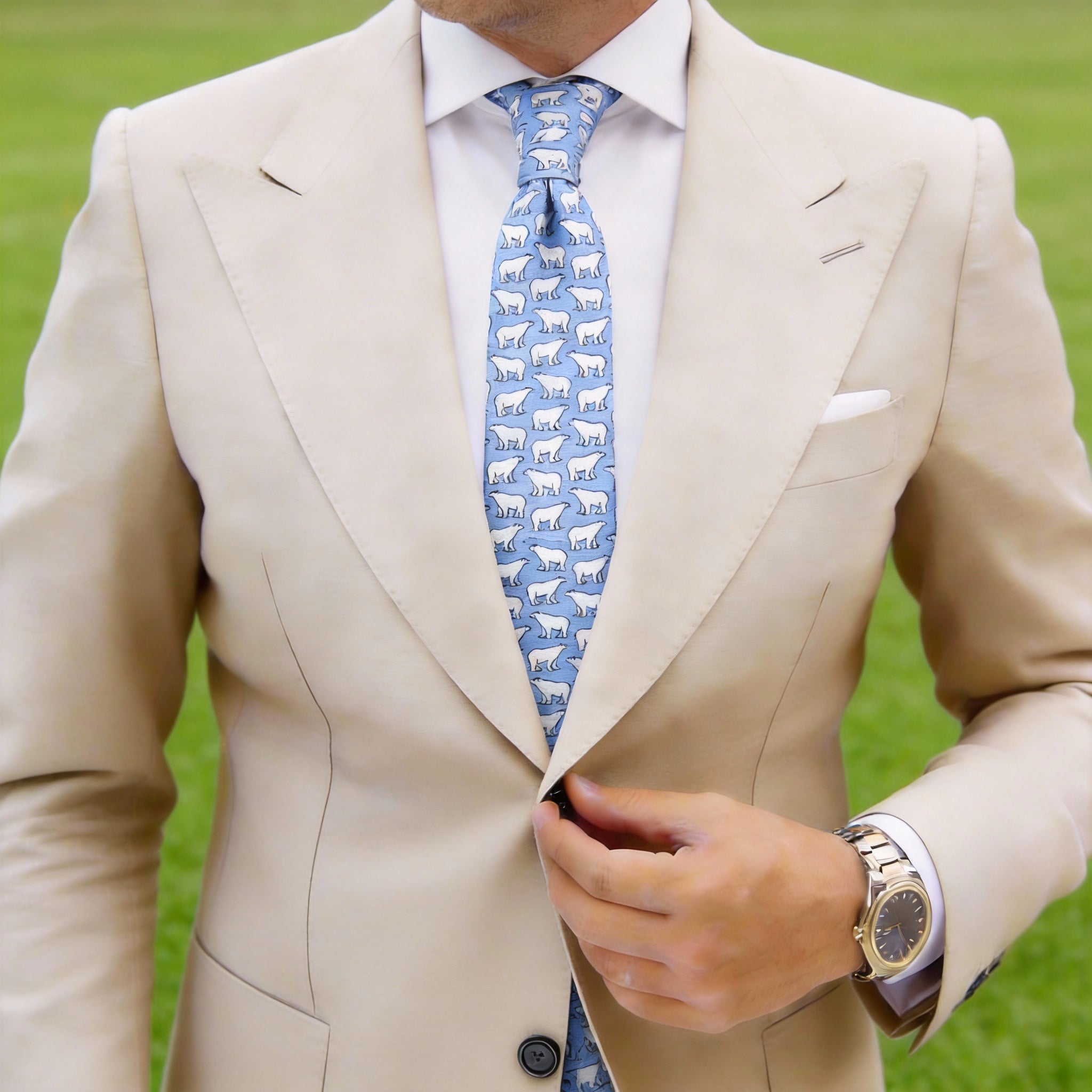 Light Blue with White Polar Bear Necktie