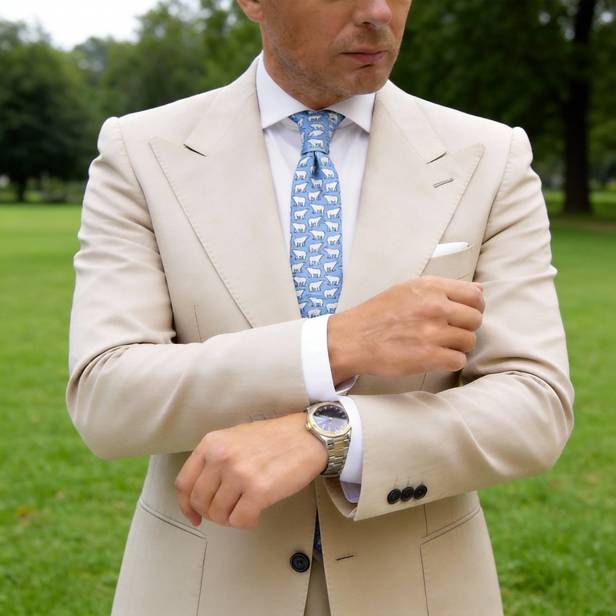 Light Blue with White Polar Bear Necktie