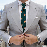 Dark Green With Orange Fox Head Necktie