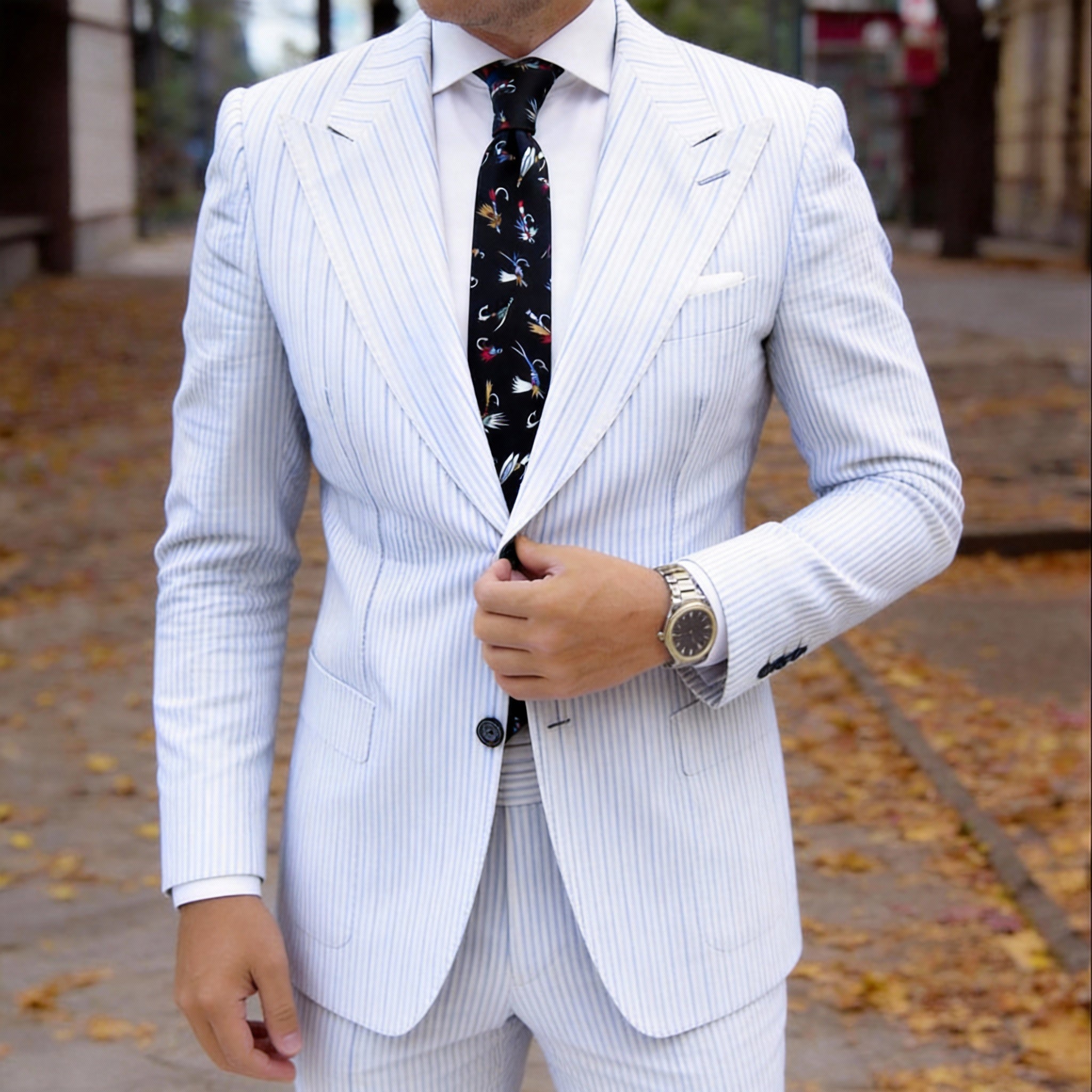 Black with Colorful Fishing Fly Necktie