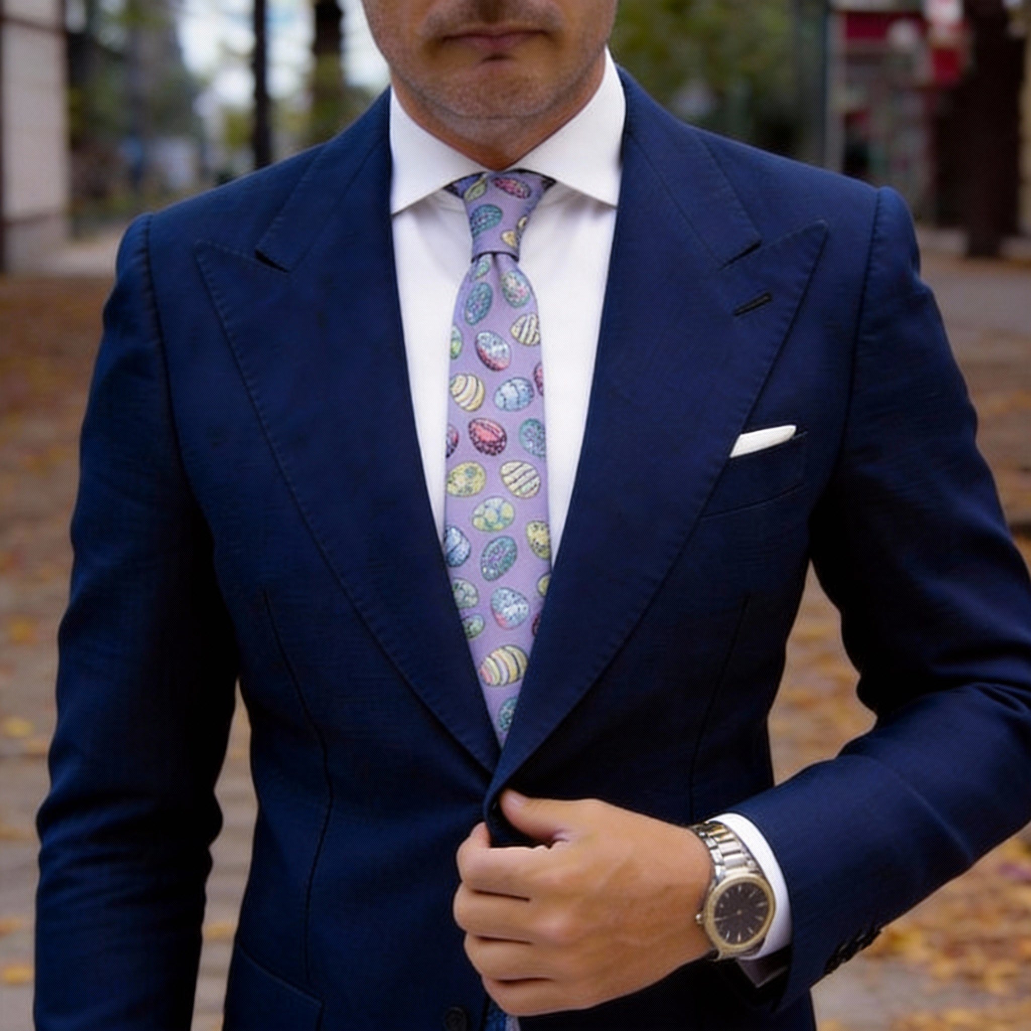 Light Purple With Colorful Eggs Necktie