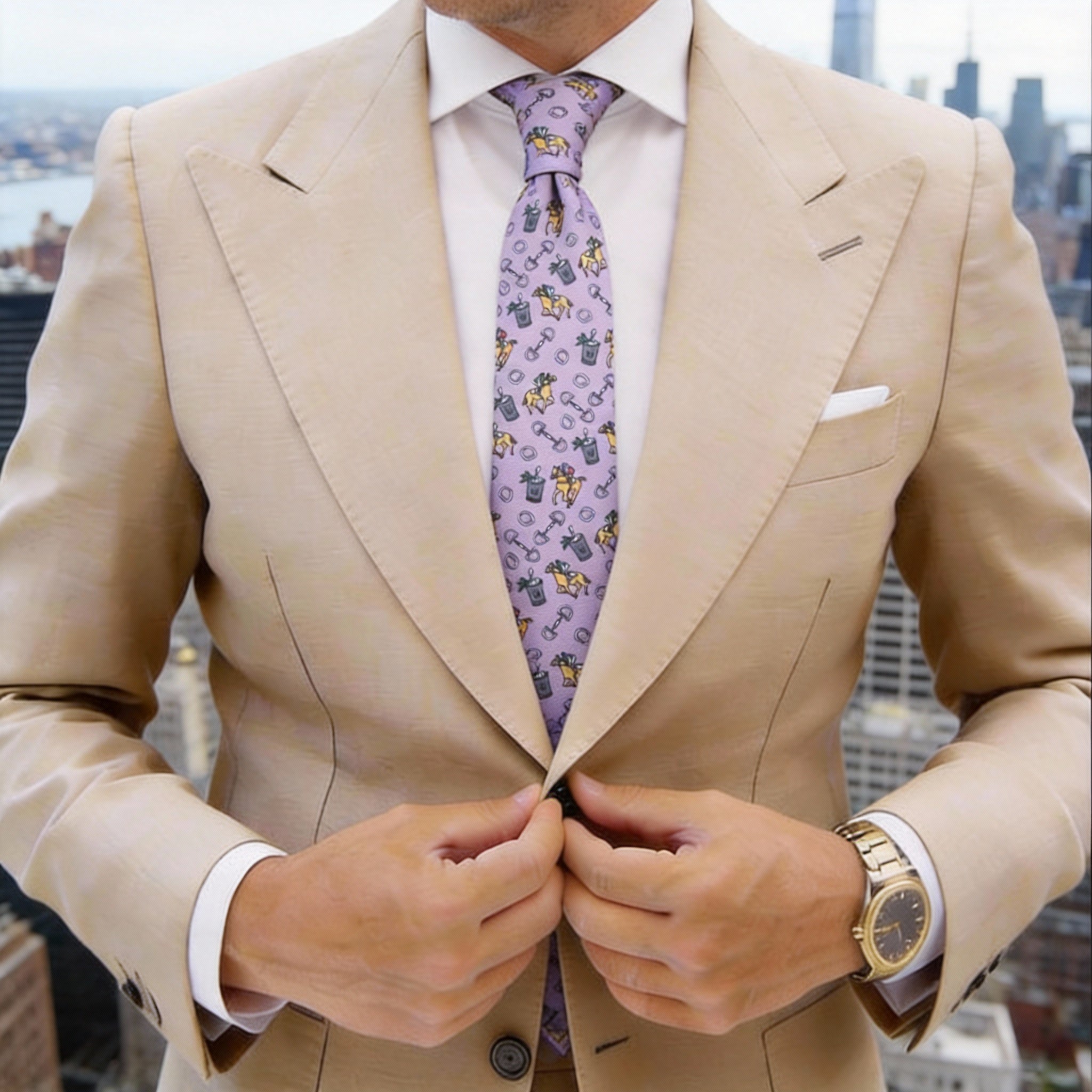Light Purple with Yellow Equestrian Necktie