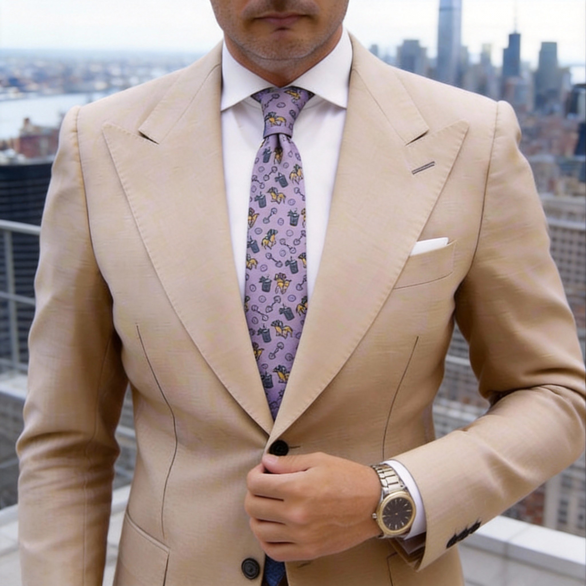 Light Purple with Yellow Equestrian Necktie