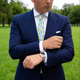 Light Blue With Colorful Cocktails, Pineapples & Flowers Necktie