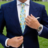 Light Blue With Colorful Cocktails, Pineapples & Flowers Necktie