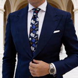 Navy Blue With Book Pattern Necktie