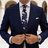 Navy Blue With Book Pattern Necktie