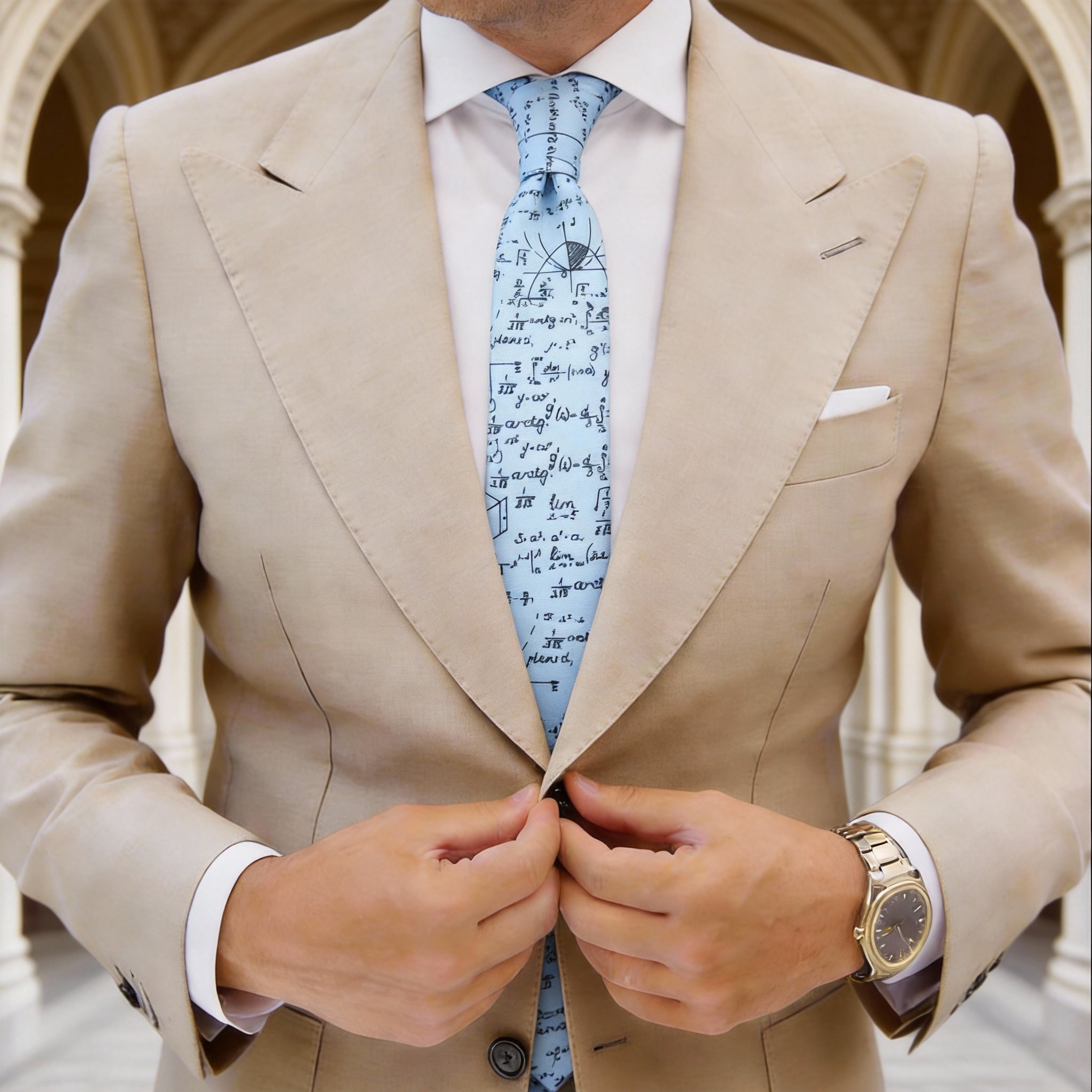Light Blue with Black Math Necktie