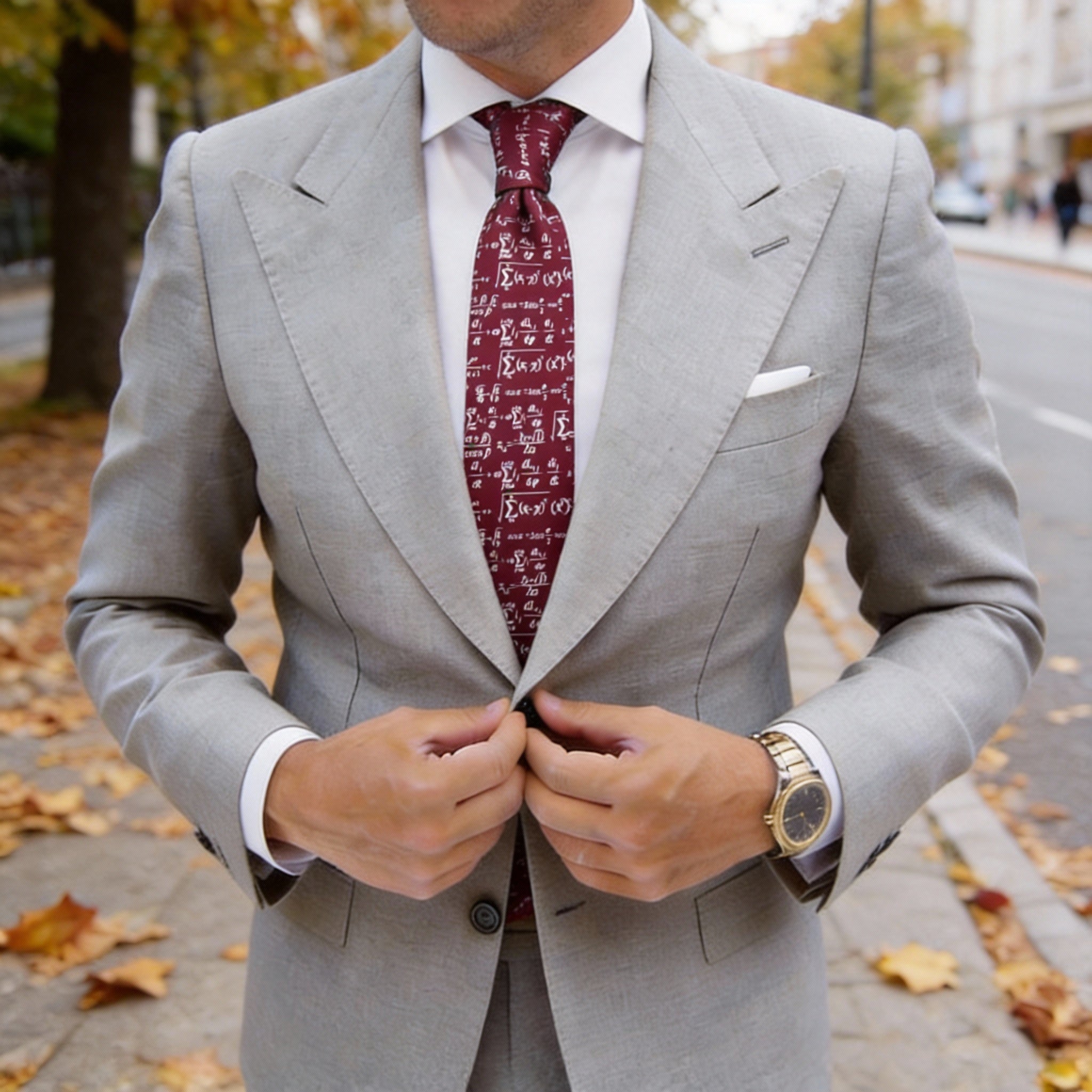 Maroon With White Math Formulas Necktie