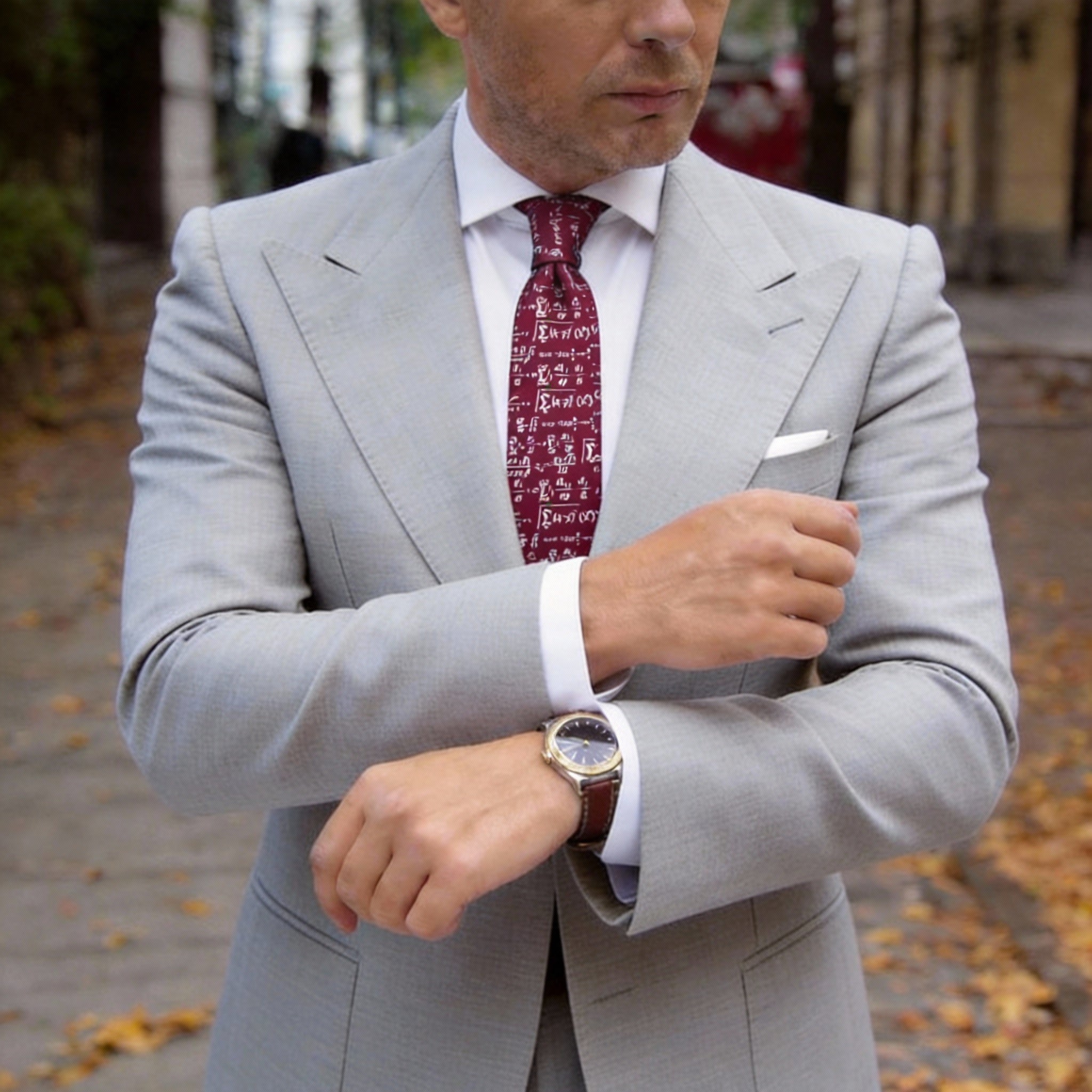Maroon With White Math Formulas Necktie