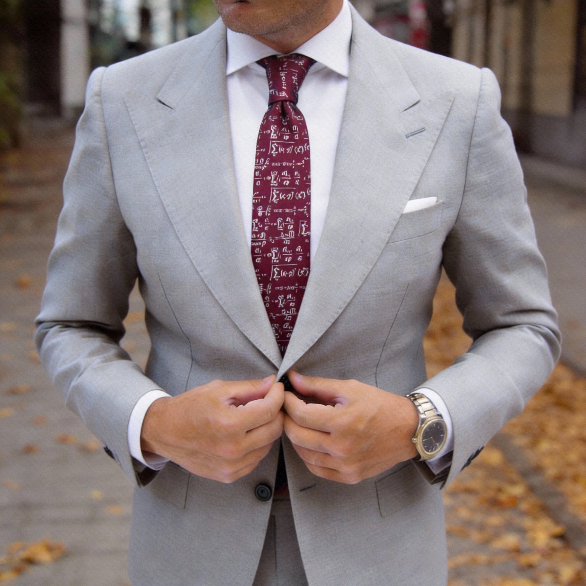 Maroon With White Math Formulas Necktie