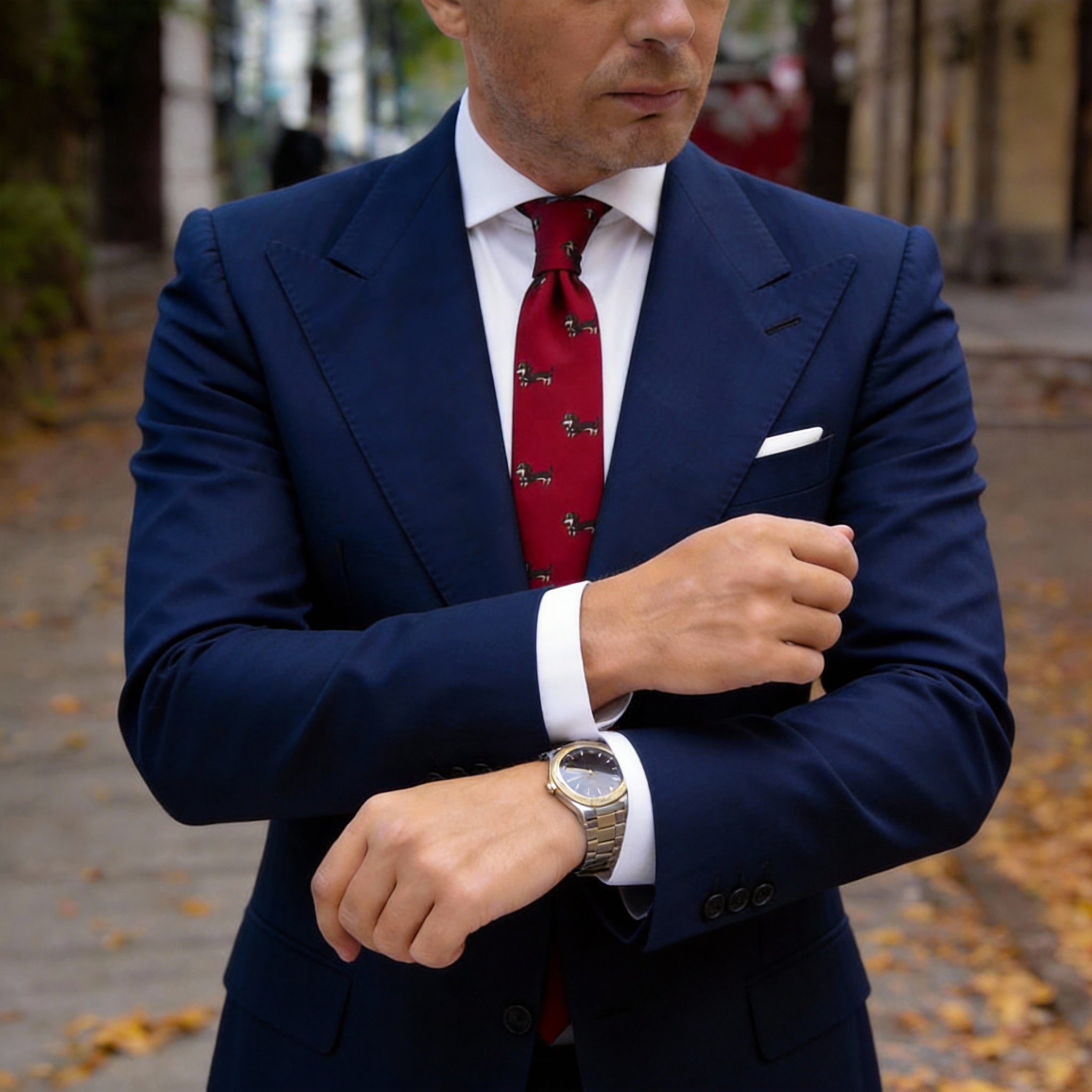 Red With Brown Dachshund Necktie